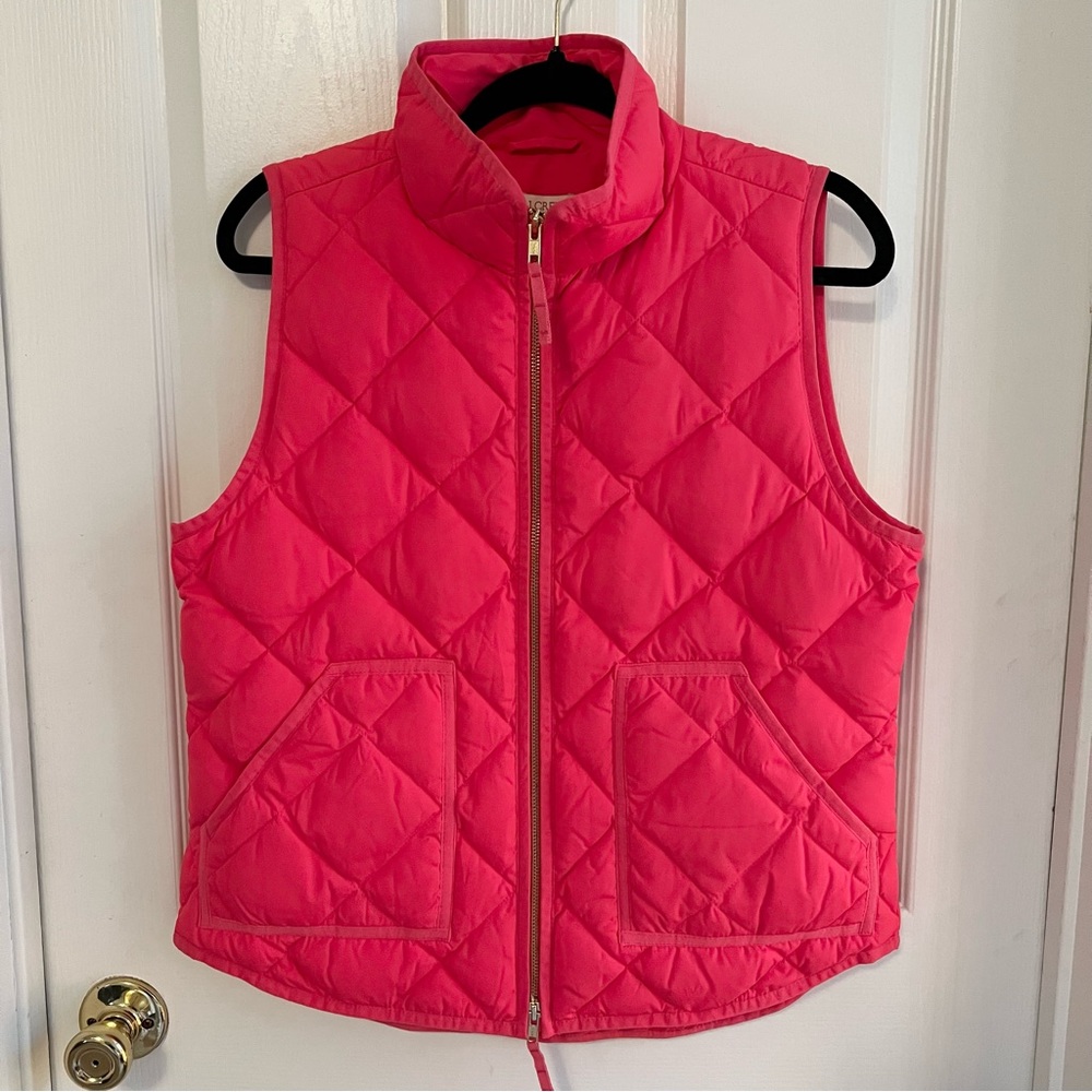 J. Crew NWT Goose Down Quilted Pink Puffer Vest size M